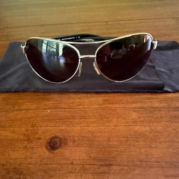 Michael Kors Astrid III 5015 Gold Black Aviator Sunglasses Logo on side - Picture 11 of 12